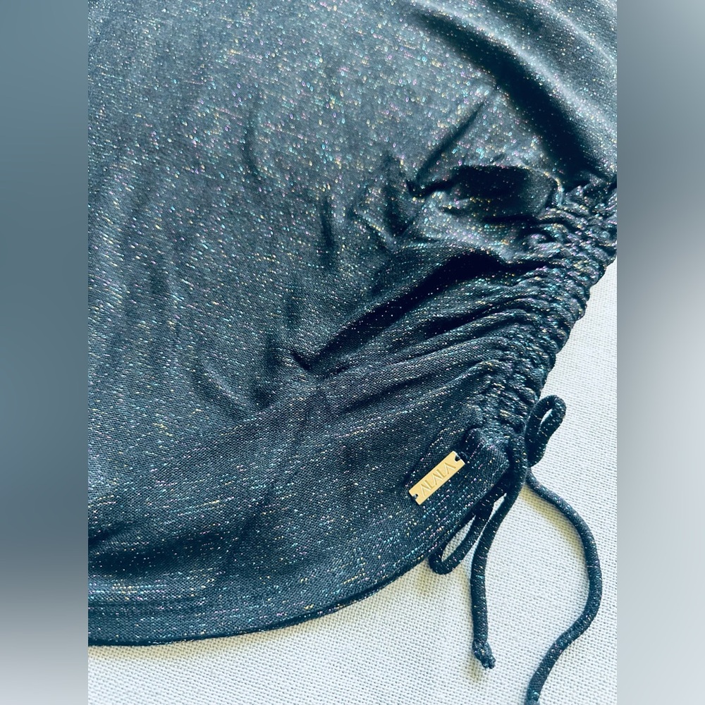 ALALA Charter Ruched Sparkle Sweatshirt Top New - Picture 9 of 11